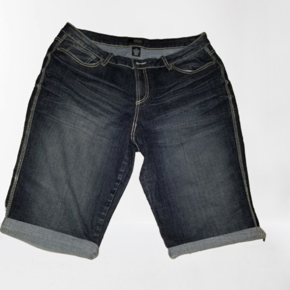 a.n.a. Stretch Denim Bermuda Short in dark wash